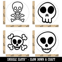 Skeleton Skull Bones Doodle Outline Rubber Stamp Set for Stamping Crafting Planners