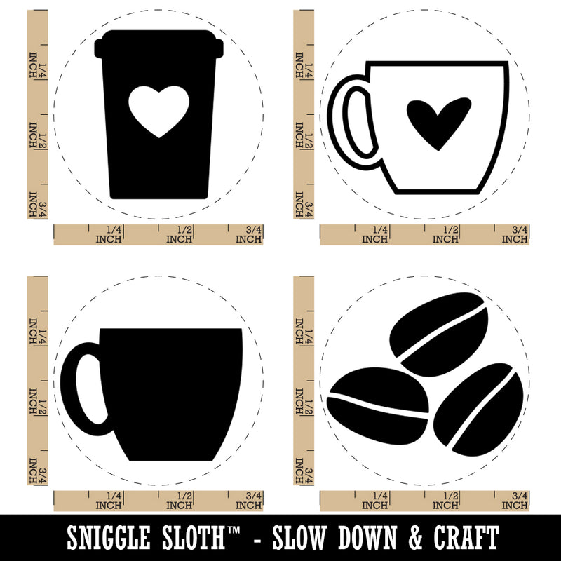 Coffee Mug Cup Carafe Heart Beans Rubber Stamp Set for Stamping Crafting Planners