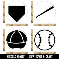 Baseball Cap Bat Home Plate Rubber Stamp Set for Stamping Crafting Planners