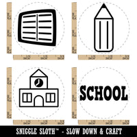 School Building Book Pencil Rubber Stamp Set for Stamping Crafting Planners