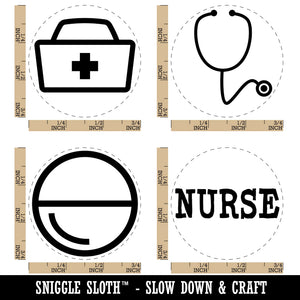 Hospital Nurse RN Stethoscope Hat Bag Pill Rubber Stamp Set for Stamping Crafting Planners