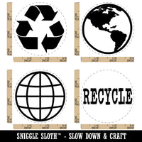 Planet Earth Globe Save Recycle Rubber Stamp Set for Stamping Crafting Planners