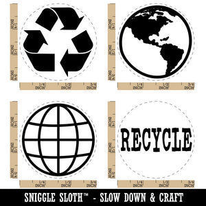 Planet Earth Globe Save Recycle Rubber Stamp Set for Stamping Crafting Planners