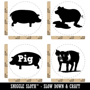 Pig Hog Silhouettes Mud Rubber Stamp Set for Stamping Crafting Planners