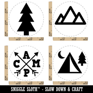 Camping Tent Pine Tree Mountain Range Arrows Rubber Stamp Set for Stamping Crafting Planners