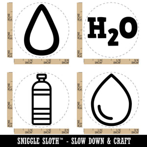 Water Bottle Hydrate H2O Drop Icons Tracker Rubber Stamp Set for Stamping Crafting Planners