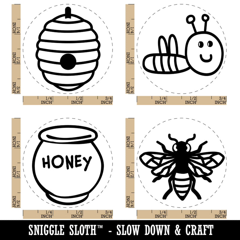 Bee Hive Doodle Honey Pot Drawing Rubber Stamp Set for Stamping Crafting Planners