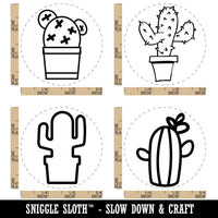 Cactus Cacti Prickly Succulent in Pot Flower Rubber Stamp Set for Stamping Crafting Planners