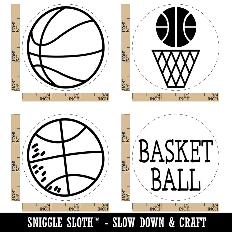 Basketball Ball Hoop Doodle Sport Text Rubber Stamp Set for Stamping Crafting Planners