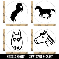 Horses Running Rearing Head Face Rubber Stamp Set for Stamping Crafting Planners