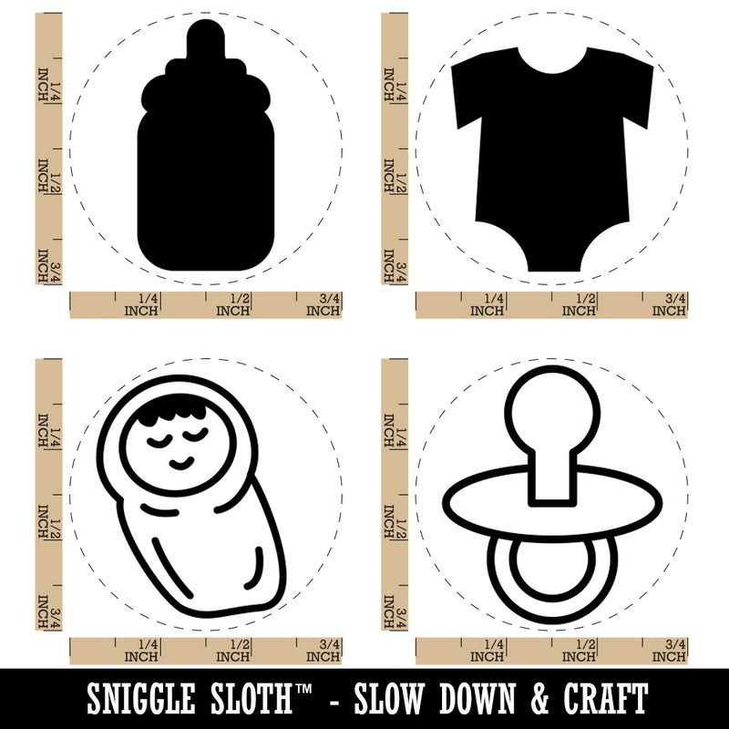 Baby Outfit Bottle Pacifier Sleeping Rubber Stamp Set for Stamping Crafting Planners