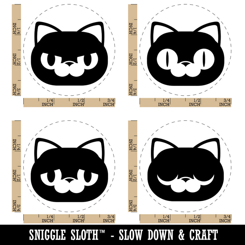 Round Cat Excited Angry Sad Sleepy Rubber Stamp Set for Stamping Crafting Planners