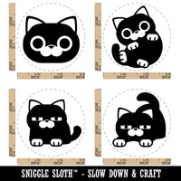 Round Cat Playful Skeptical Stretching Rubber Stamp Set for Stamping Crafting Planners
