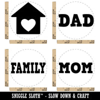 Family Mom Dad Love Home House Rubber Stamp Set for Stamping Crafting Planners