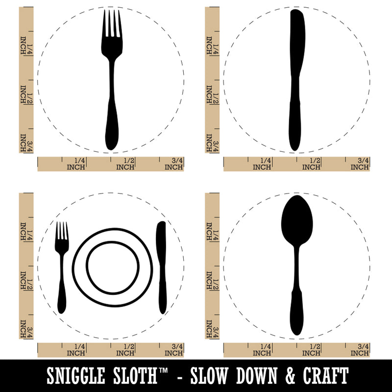 Place Setting Eating Utensils Fork Knife Spoon Dish Rubber Stamp Set for Stamping Crafting Planners