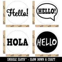 Hello Text Cursive English Hola Spanish Hi Greeting Rubber Stamp Set for Stamping Crafting Planners