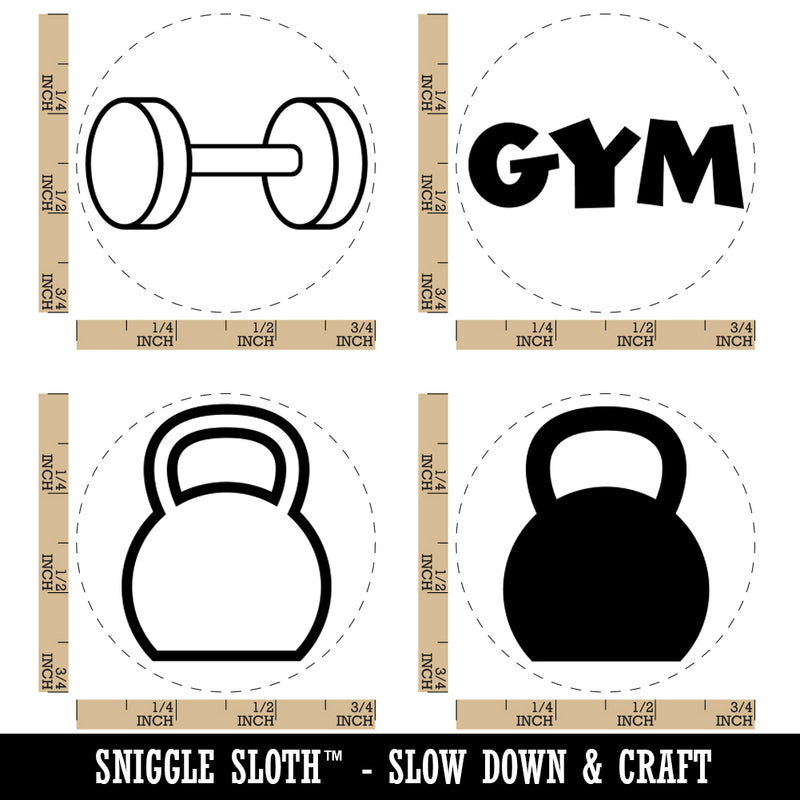 Gym Workout Dumbbell Weights Kettlebell Rubber Stamp Set for Stamping Crafting Planners