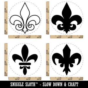 Fleur de Lis French Design Solid Outline Mardi Gras Rubber Stamp Set for Stamping Crafting Planners