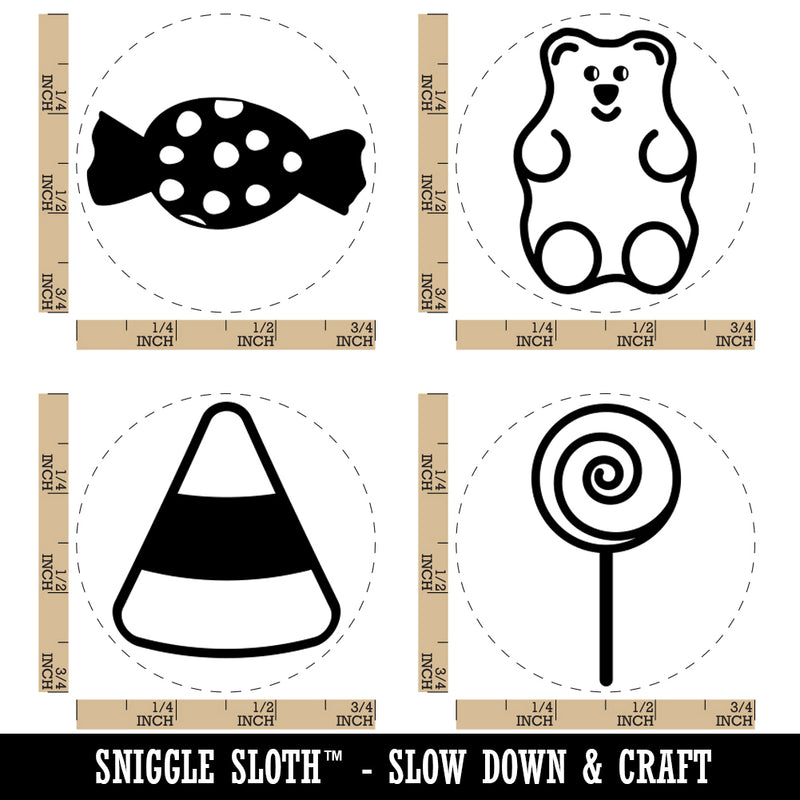 Candy Pieces Lollipop Corn Gummi Wrapped Rubber Stamp Set for Stamping Crafting Planners