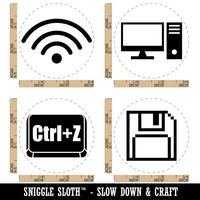 Desktop Computer Internet Wifi Disk Ctrl Z Undo Rubber Stamp Set for Stamping Crafting Planners