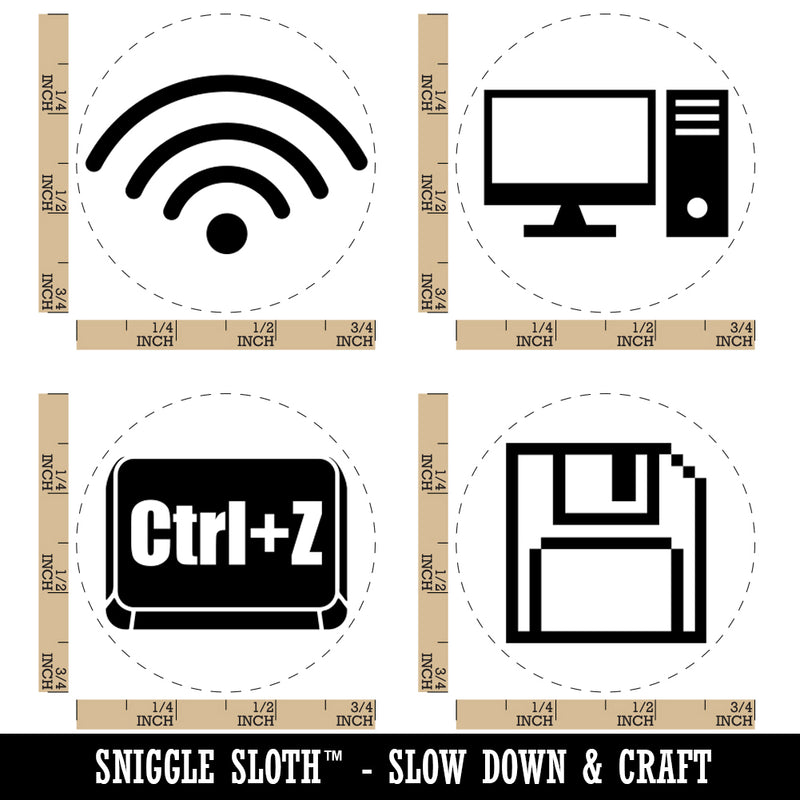 Desktop Computer Internet Wifi Disk Ctrl Z Undo Rubber Stamp Set for Stamping Crafting Planners