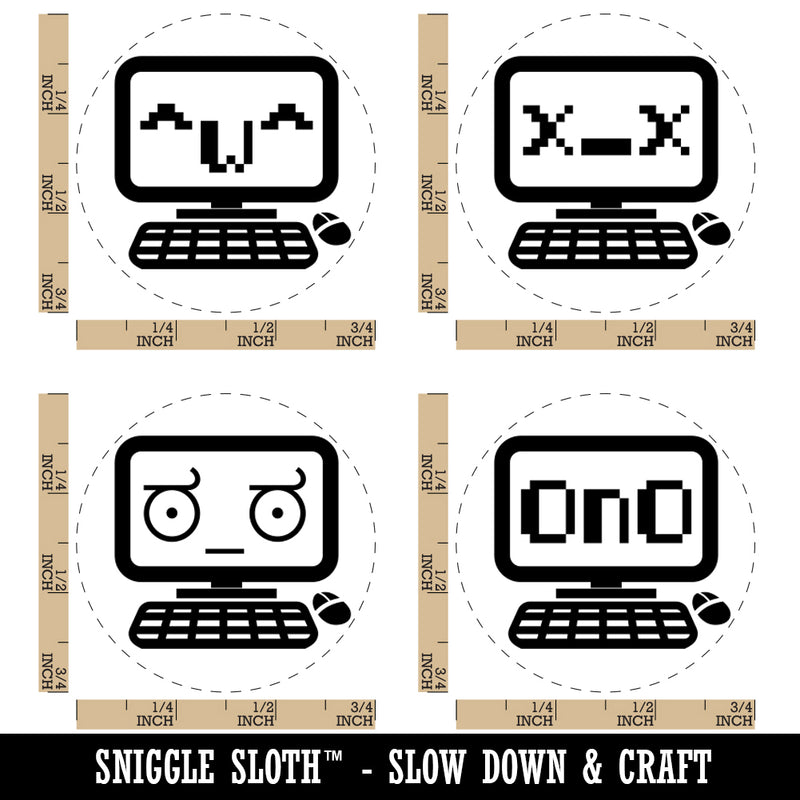 Kawaii Computers Frowning Doubtful Dead Cute Rubber Stamp Set for Stamping Crafting Planners