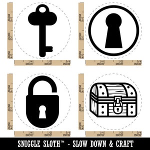 Locks Key Keyhole Treasure Chest Padlock Rubber Stamp Set for Stamping Crafting Planners