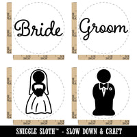 Wedding Bride Groom Symbols Text Rubber Stamp Set for Stamping Crafting Planners