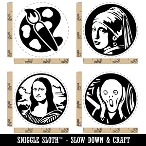 Famous Paintings Scream Mona Lisa Girl Pearl Earring Rubber Stamp Set for Stamping Crafting Planners