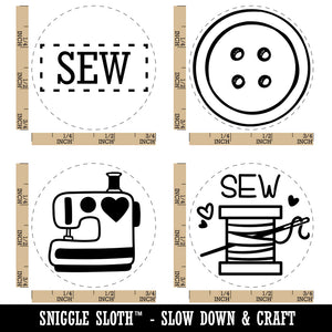Sewing Sew Spool of Thread Machine Heart Button Rubber Stamp Set for Stamping Crafting Planners