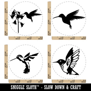 Hummingbird Sketch Silhouette Flight Flower Rubber Stamp Set for Stamping Crafting Planners