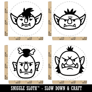 Orc and Goblin Gaming Character Faces Male Female Rubber Stamp Set for Stamping Crafting Planners