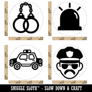 Police Officer Handcuffs Cop Car Siren Rubber Stamp Set for Stamping Crafting Planners