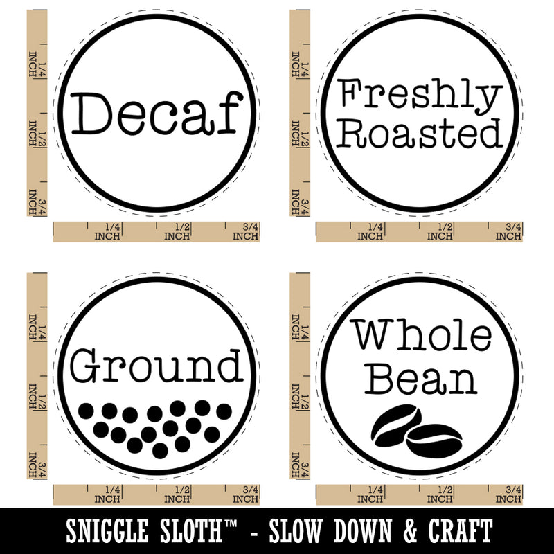 Coffee Labels Whole Bean Ground Freshly Roasted Decaf Rubber Stamp Set for Stamping Crafting Planners
