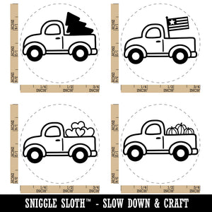 Holiday Truck Valentine's Day July 4th Halloween Christmas Rubber Stamp Set for Stamping Crafting Planners