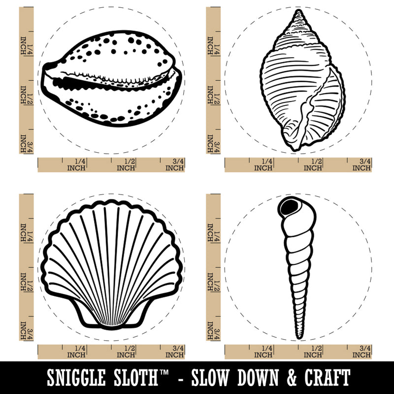 Tropical Beach Seashell Collection Rubber Stamp Set for Stamping Crafting Planners