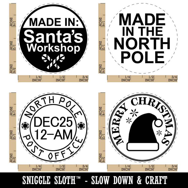North Pole Santa's Workshop Gift Tag Seals Labels Rubber Stamp Set for Stamping Crafting Planners