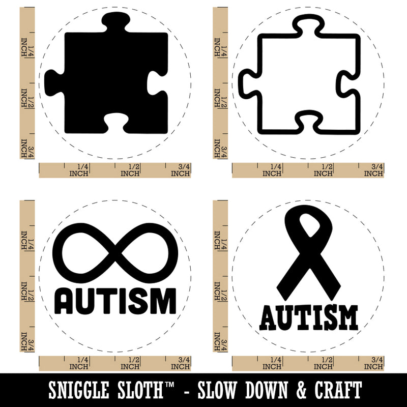 Autism Awareness Puzzle Piece Ribbon Symbol Rubber Stamp Set for Stamping Crafting Planners