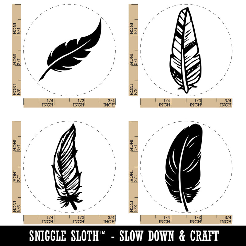 Feathers Artsy Bird Hand Drawn Rubber Stamp Set for Stamping Crafting Planners