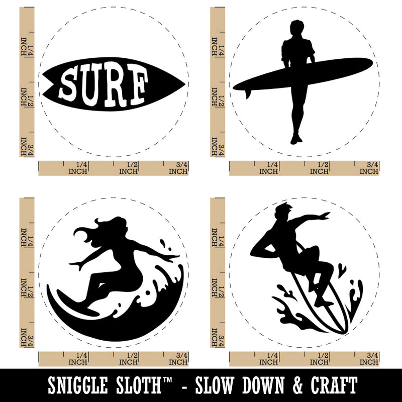 Surf Surfer Surfing Surfboard Sport Rubber Stamp Set for Stamping Crafting Planners