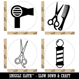 Barber Hair Cutting Stylist Scissors Dryer Rubber Stamp Set for Stamping Crafting Planners
