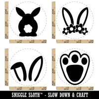 Easter Bunny Rabbit Foot Footprint Floppy Ears Rubber Stamp Set for Stamping Crafting Planners