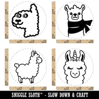 Fun Llamas Scarf Llama Unicorn Rubber Stamp Set for Stamping Crafting Planners