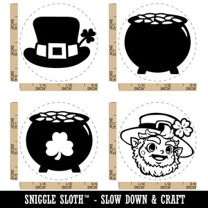 Leprechaun Pot of Gold Saint Patrick's Day Rubber Stamp Set for Stamping Crafting Planners