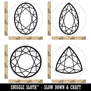 Diamond Gem Cut Styles Round Oval Triangle Pear Rubber Stamp Set for Stamping Crafting Planners