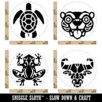 Stylized Tribal Tattoo Animals Bull Frog Turtle Tiger Rubber Stamp Set for Stamping Crafting Planners
