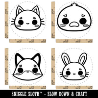 Cute Kawaii Style Animals Cat Rabbit Duck Fox Rubber Stamp Set for Stamping Crafting Planners