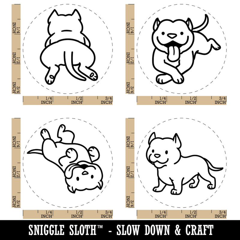 Pit Bull Dogs Standing Laying Down on Back Butt Rubber Stamp Set for Stamping Crafting Planners