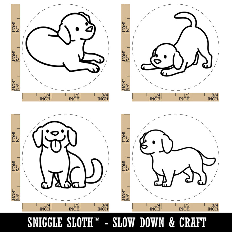 Labrador Retriever Dogs Standing Sitting Playing Rubber Stamp Set for Stamping Crafting Planners