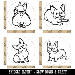 Frenchie French Bulldogs Dogs Standing Sitting Rubber Stamp Set for Stamping Crafting Planners